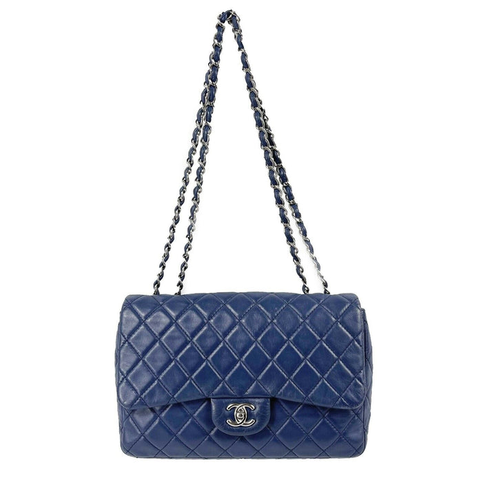 Chanel - Classic 08 Single New Bag - Blue Quilted Lambskin Maxi Shoulder Bag