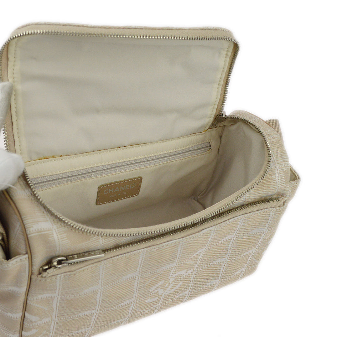 Top Quality Chanel Beige Jacquard Nylon Travel Line Shoulder Bag
