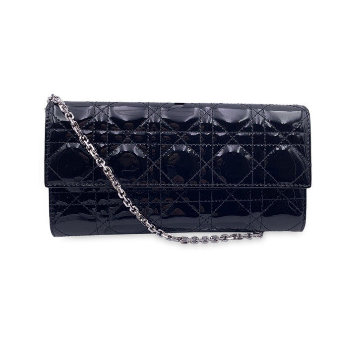 CHRISTIAN Top quality Dior Black Patent Leather Clutch Pochette Lady Top quality Dior Bag