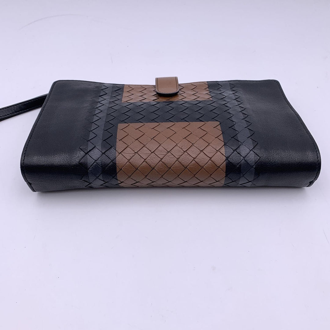 Bottega veneta Black Intrecciato Leather Multifuctional Clutch Bag