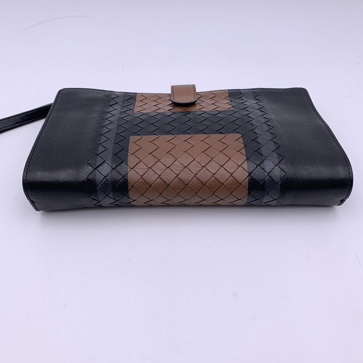 Bottega veneta Black Intrecciato Leather Multifuctional Clutch Bag