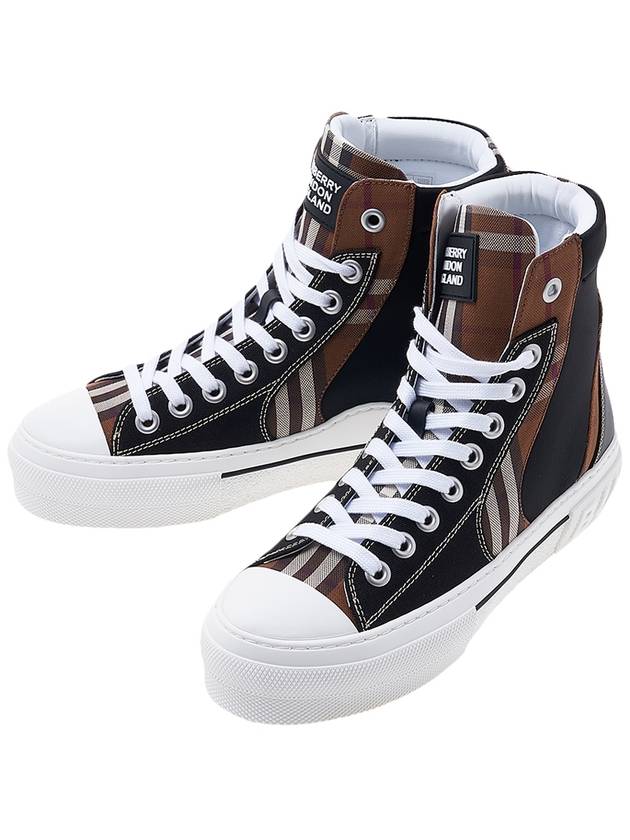 Burberry Vintage Check Cotton Neoprene High Top Sneakers Dark Birch Brown