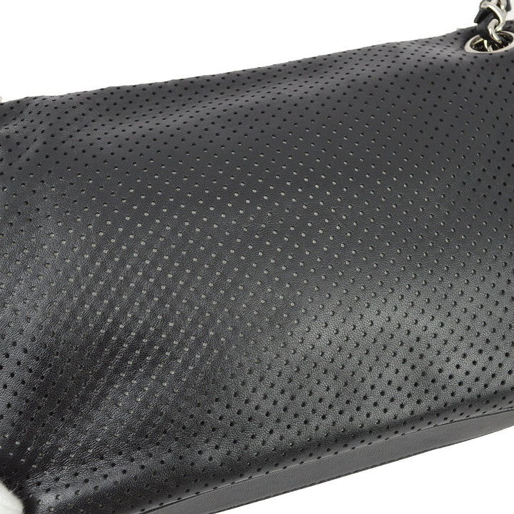 Top Quality Chanel 2008-2009 Black Perforated Lambskin Flap Shoulder Bag