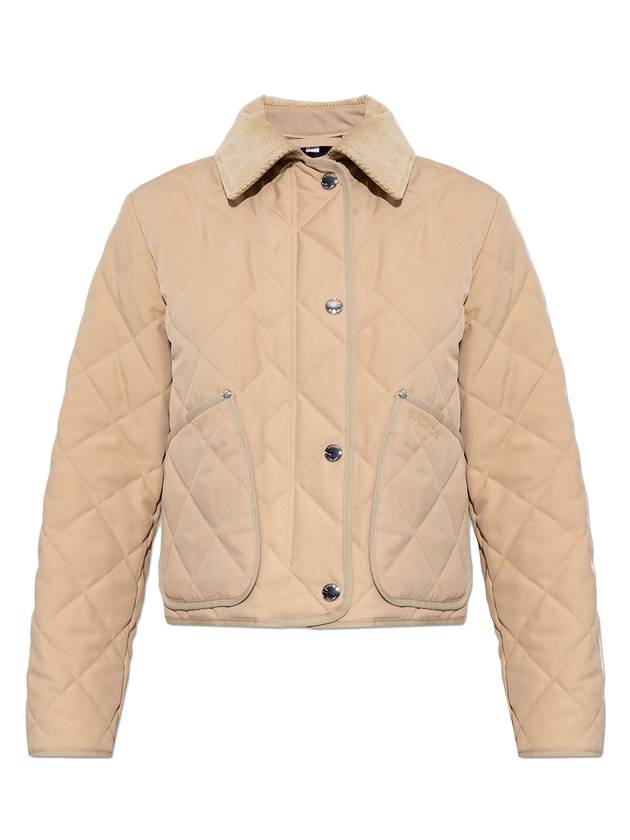 Burberry Corduroy Collar Diamond Quilted Jacket Soft Fawn