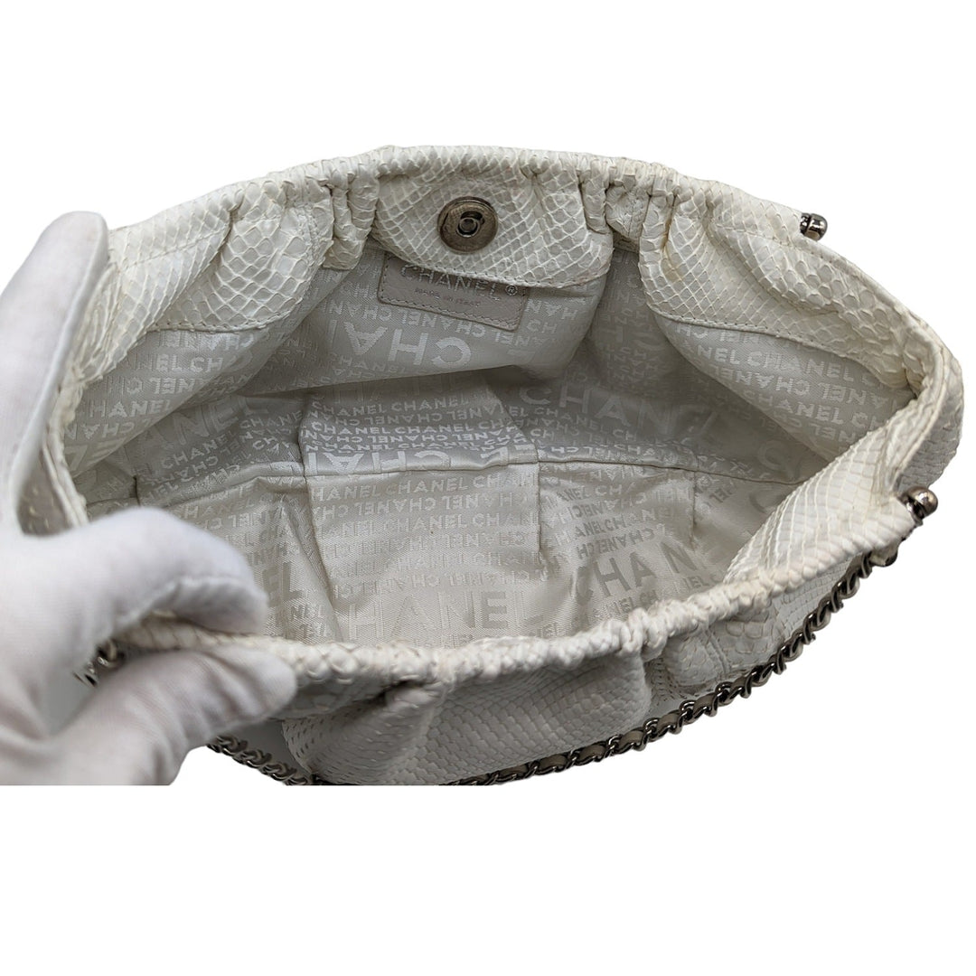 Top Quality Chanel Vintage White Python CC Chain Hobo Bag