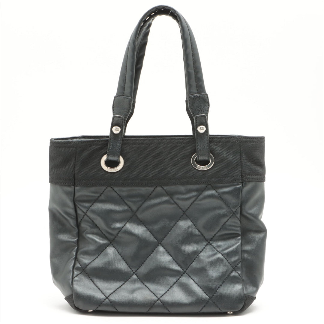 Top Quality Chanel PARIBIARITZ PM  Linen Tote Bag Black Silver Gold