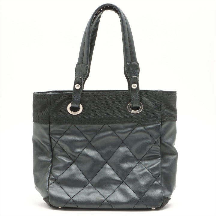 Top Quality Chanel PARIBIARITZ PM  Linen Tote Bag Black Silver Gold