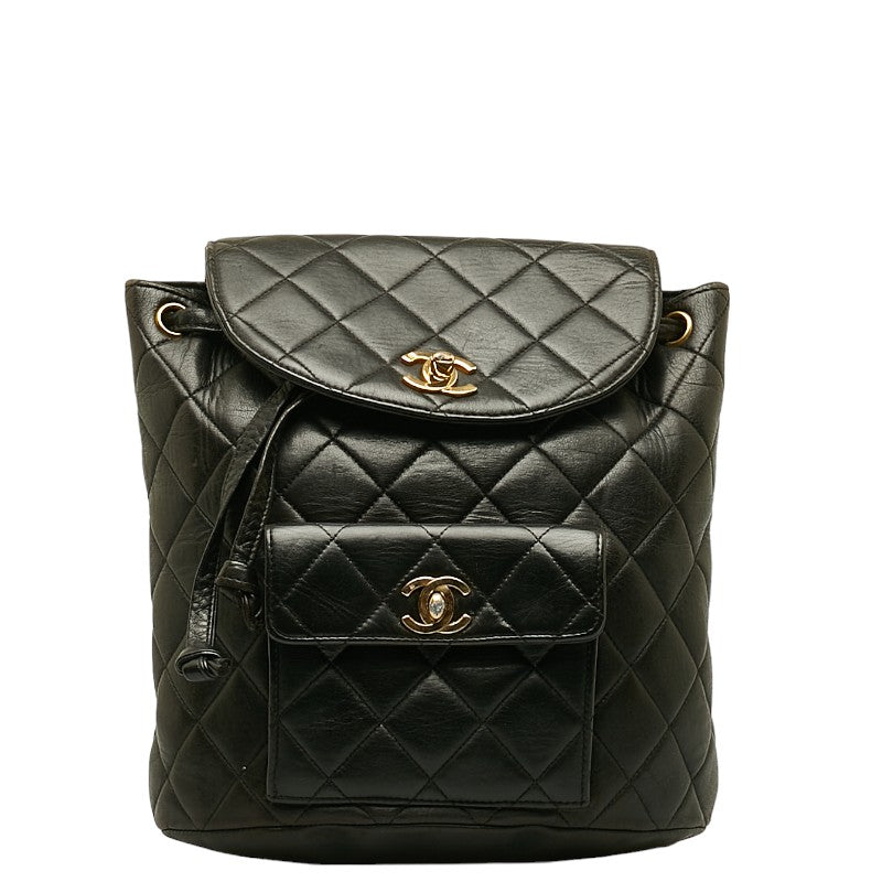Top Quality Chanel Vintage Backpack in Lambskin Leather Black Quilted