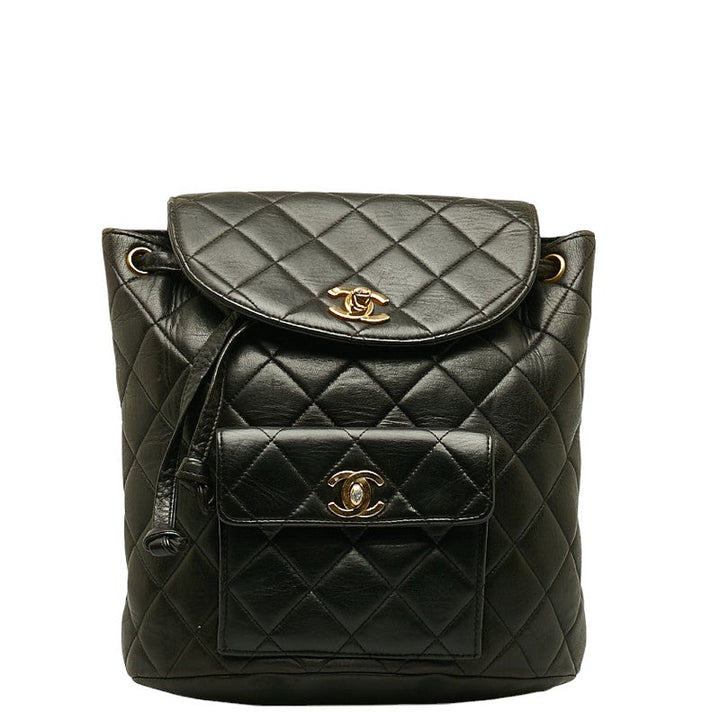 Top Quality Chanel Vintage Backpack in Lambskin Leather Black Quilted