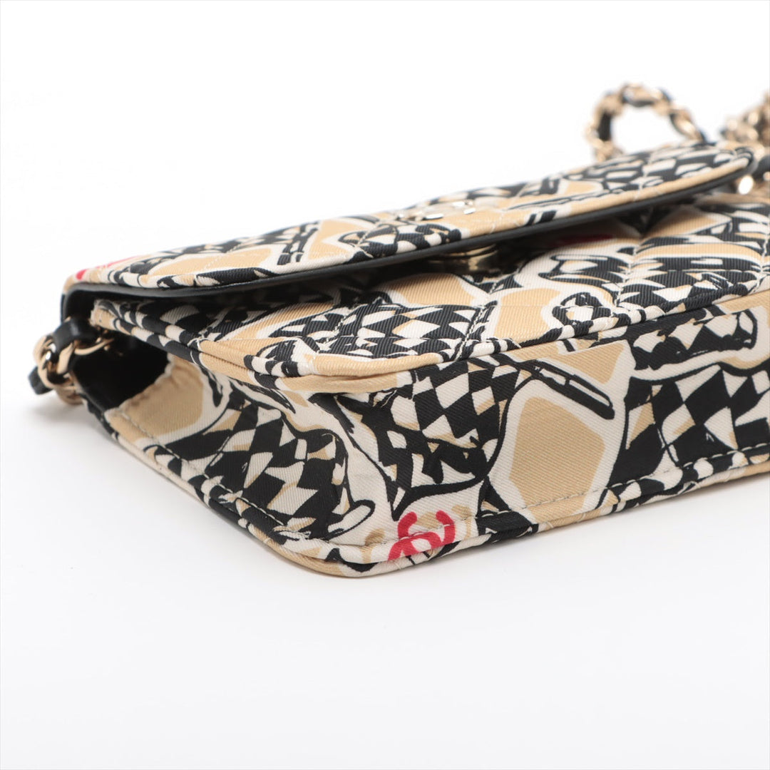 Top Quality Chanel Flag Print Canvas Chain Shoulder Bag Beige Gold  Nonevelty