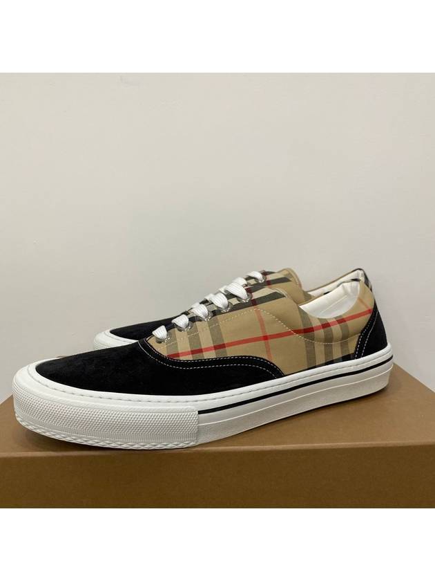 Burberry Men's Wilson Vintage Check Mix Low Top Sneakers Black Brown