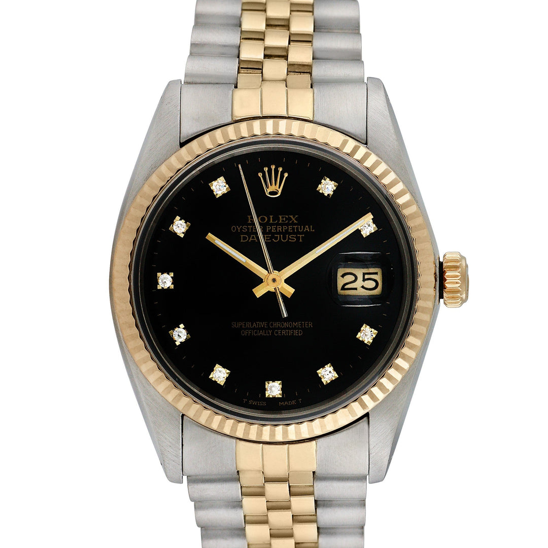 Rolex Men's Two-tone Datejust with Factory Diamonds, item #38