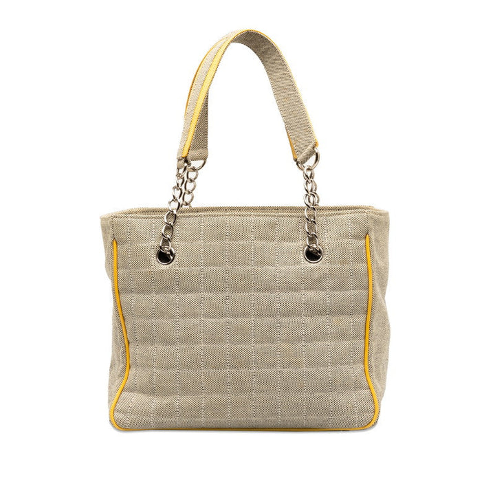 Top Quality Chanel None.5 Chocolate Bar Camellia Chain Handbag A31573 Yellow Gr Canvas Emmeline  CHANEL