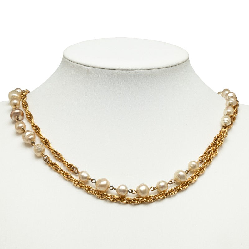 Top Quality Chanel Coco Long Chain Necklace Gold White Mackie Pearl  Chanel