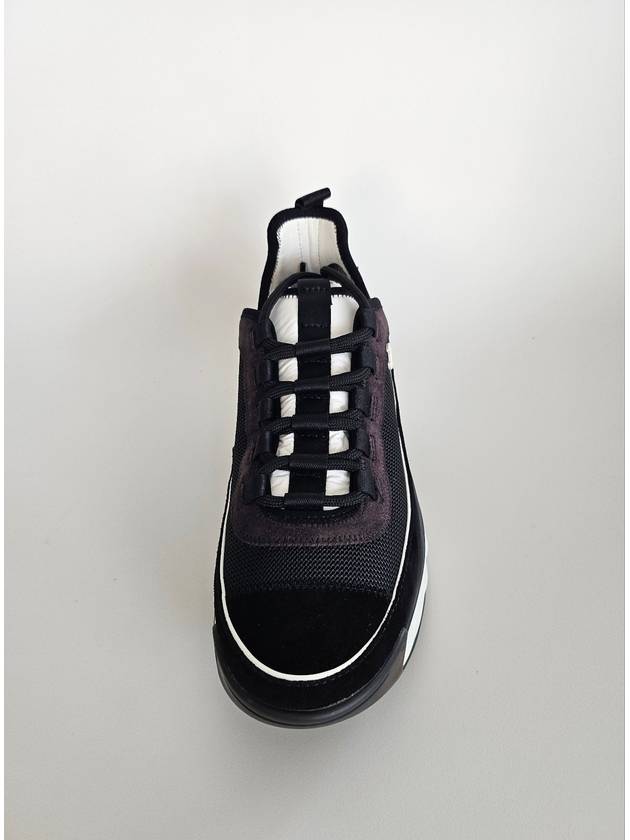 Mixed Fibers Fabric Suede Calfskin Low-Top Sneakers Black Chanel