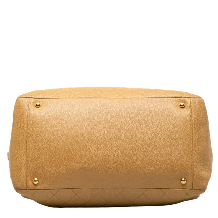 Top Quality Chanel Tote Shopper Bag in Caviar Leather Beige Ladies