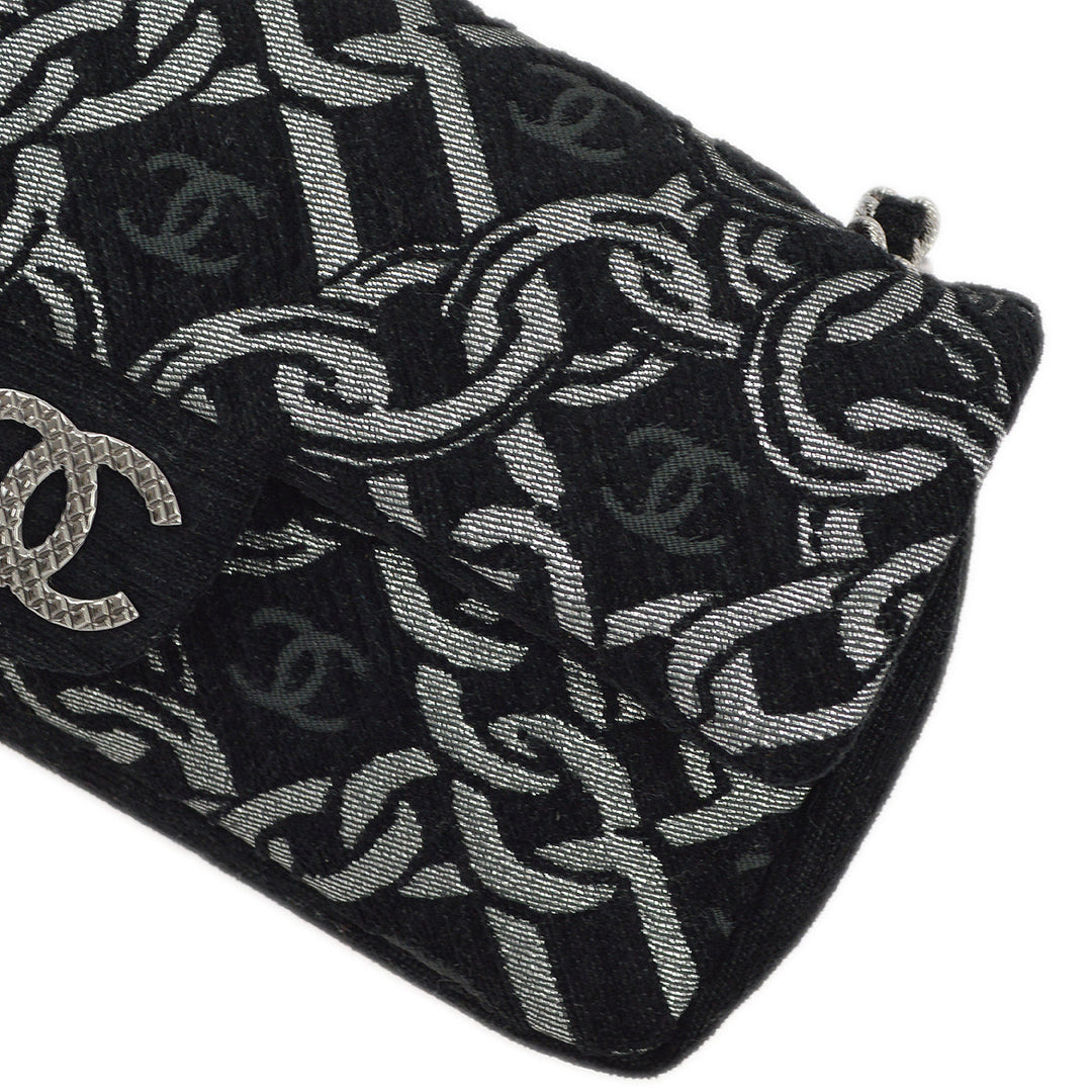 Top Quality Chanel Black Canvas Classic Single Flap Chain Handbag