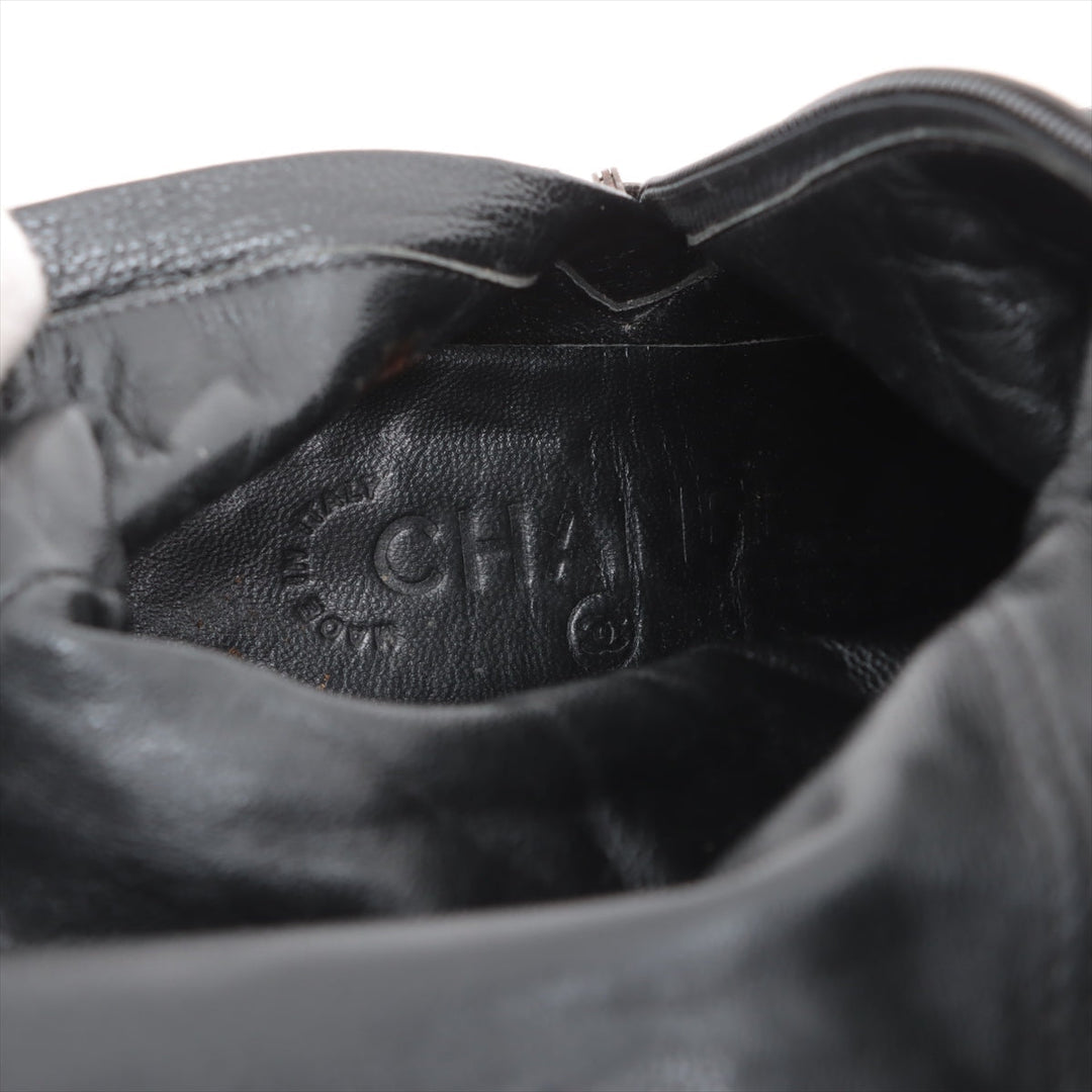 Top Quality Chanel Leather Long Boots 37  Black Hair Lightweight Yablet