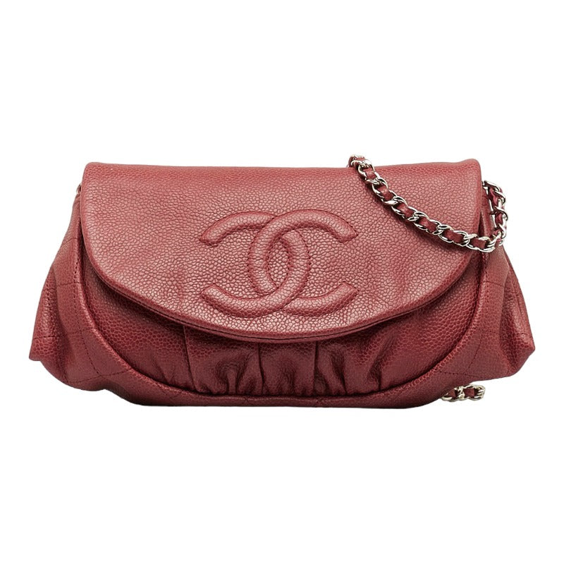 Top Quality Chanel Cocomark Half Moon Chain houlder Bag Wine Red Caviar S  CHANEL