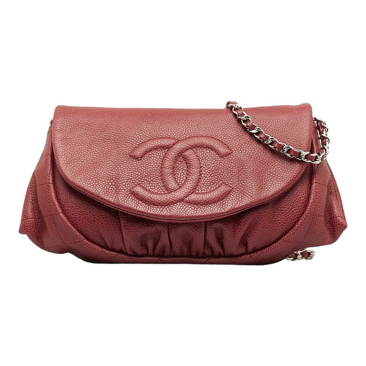 Top Quality Chanel Cocomark Half Moon Chain houlder Bag Wine Red Caviar S  CHANEL