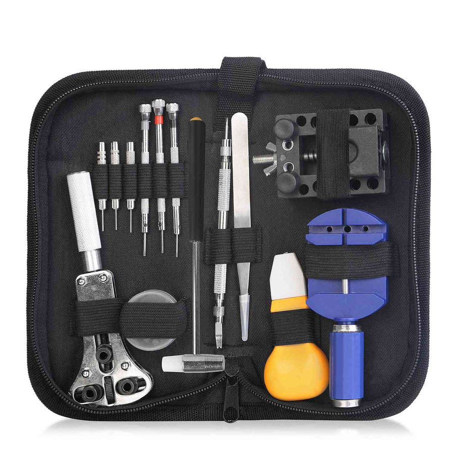title:14 PCS Watch Repair Tool Kit Link Remover Watch Case Opener w/ Free Carrying Case;color:Black