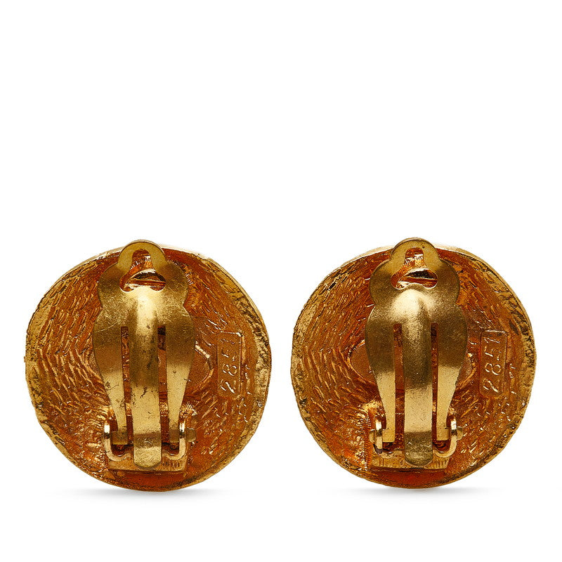 Top Quality Chanel Vintage Coco Mark Round Earrings Gold Plated Women's