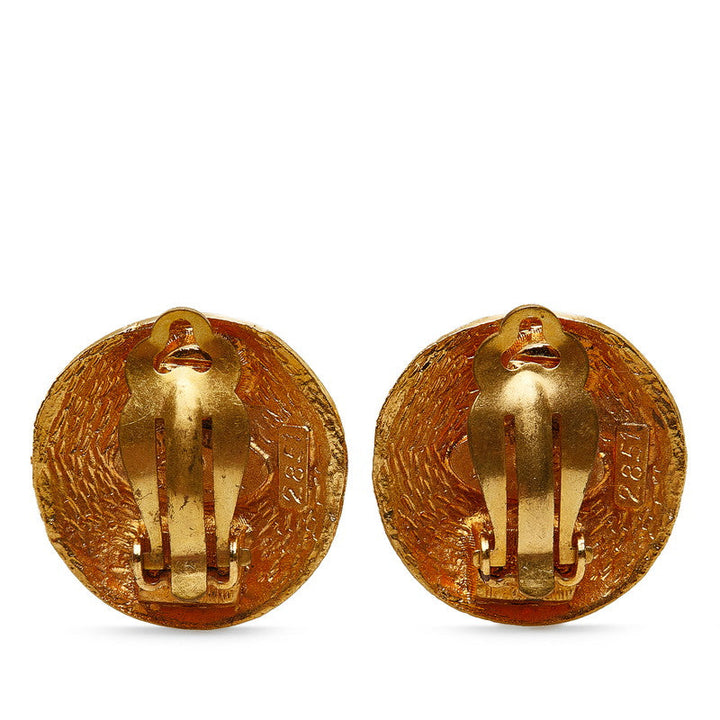Top Quality Chanel Vintage Coco Mark Round Earrings Gold Plated Women's