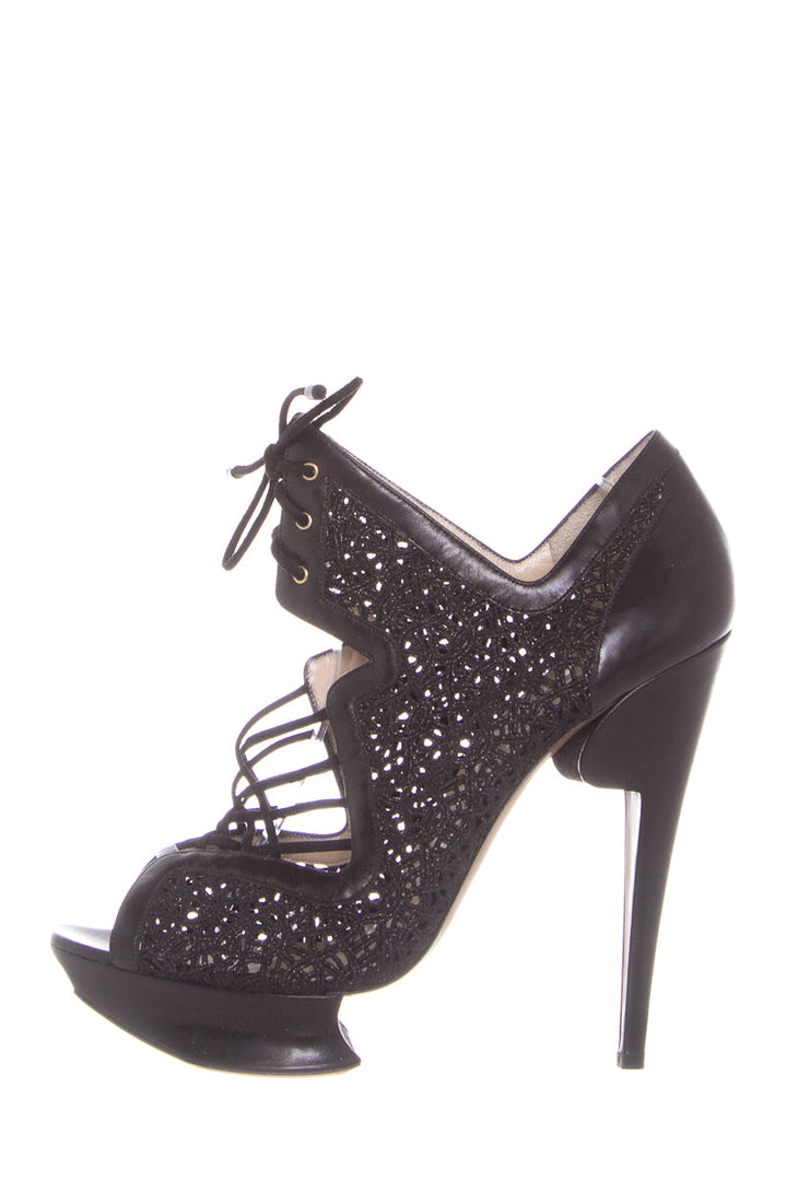 Nicholas Kirkwood Black Lace Up Heels SZ 41