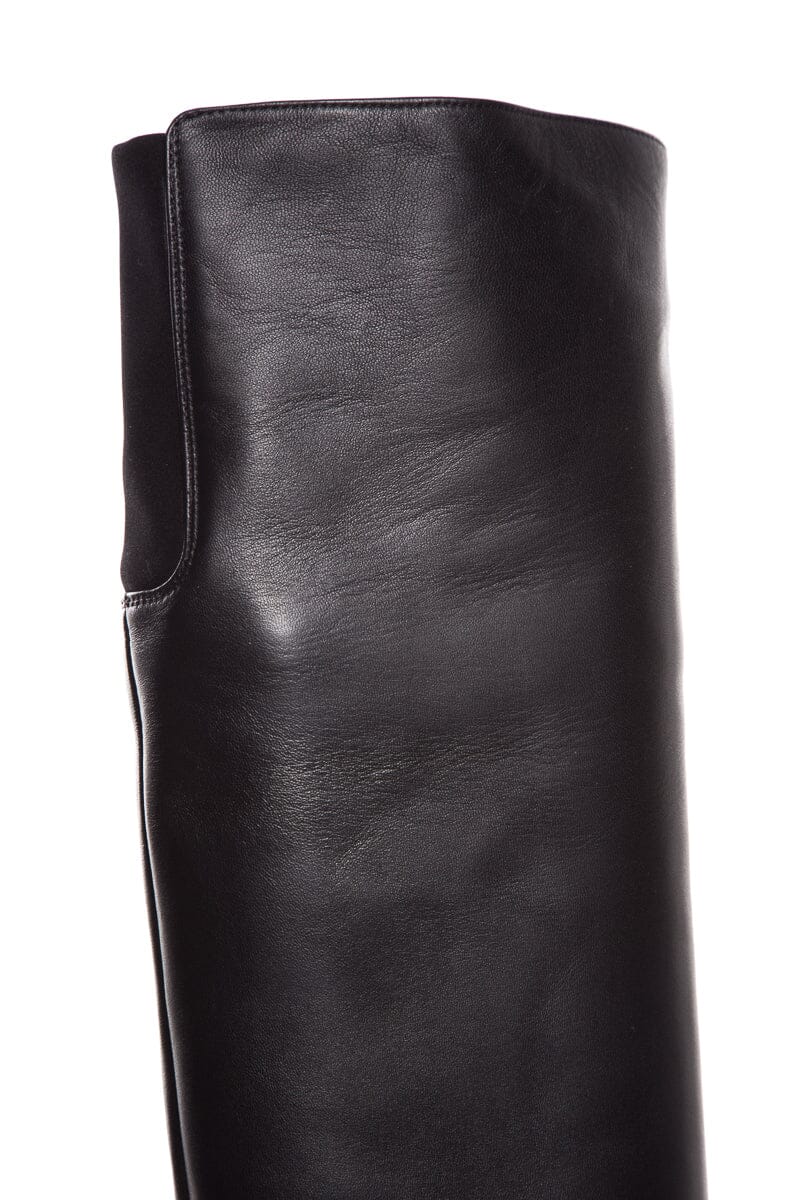 Stuart Weitzman Black Nappa Leather Round Toe Boots SZ 7