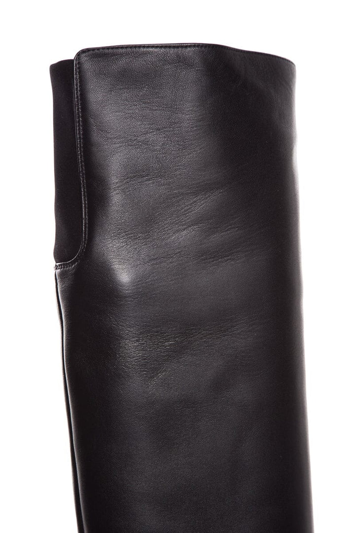 Stuart Weitzman Black Nappa Leather Round Toe Boots SZ 7
