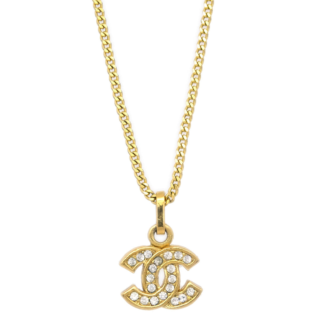 Top Quality Chanel CC Chain Pendant Necklace Rhinestone Gold 3311/1982