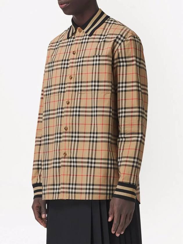 Burberry Vintage Check Cotton Poplin Long Sleeve Shirt Archives Beige