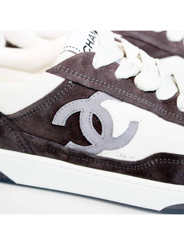 CC Logo Suede Kidskin Low Top Sneakers Black Chanel