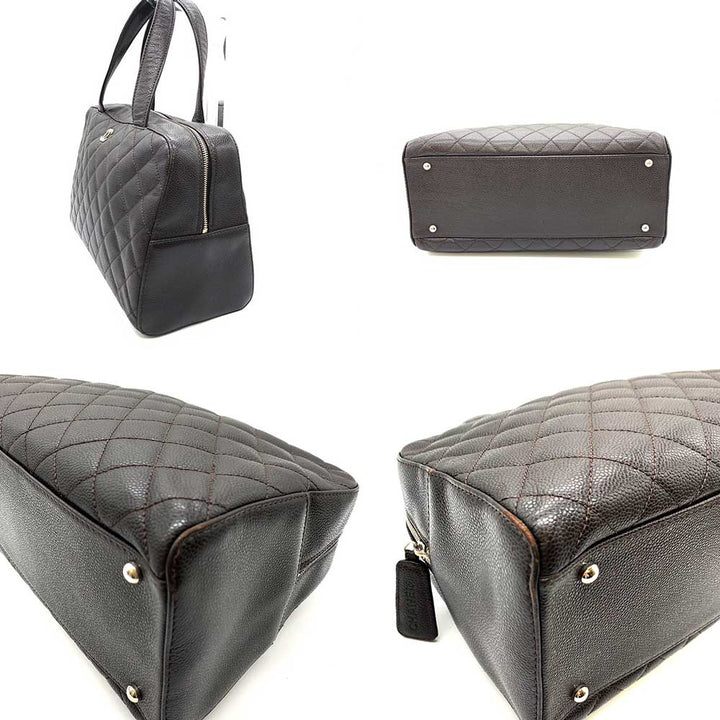 Top Quality Chanel Caviar Skin Matelasse Mini Boston Bag