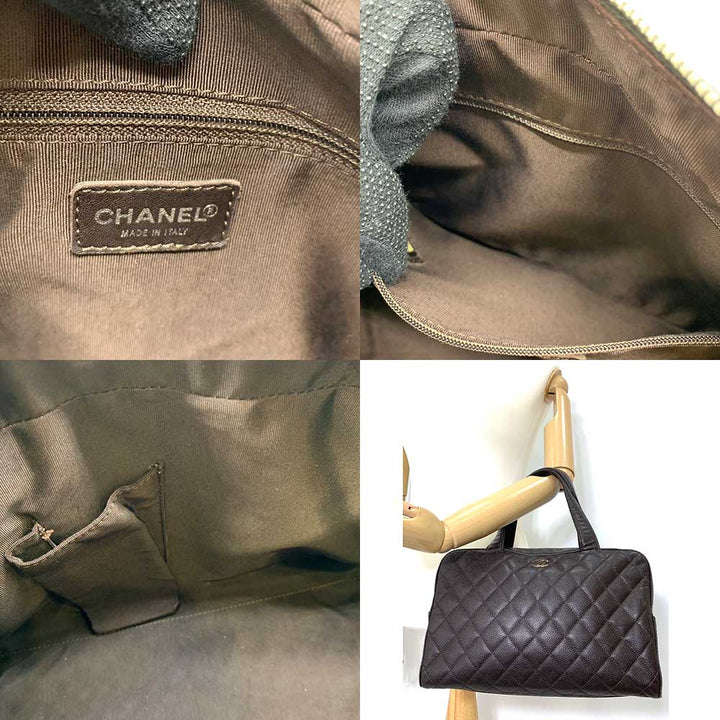 Top Quality Chanel Caviar Skin Matelasse Mini Boston Bag