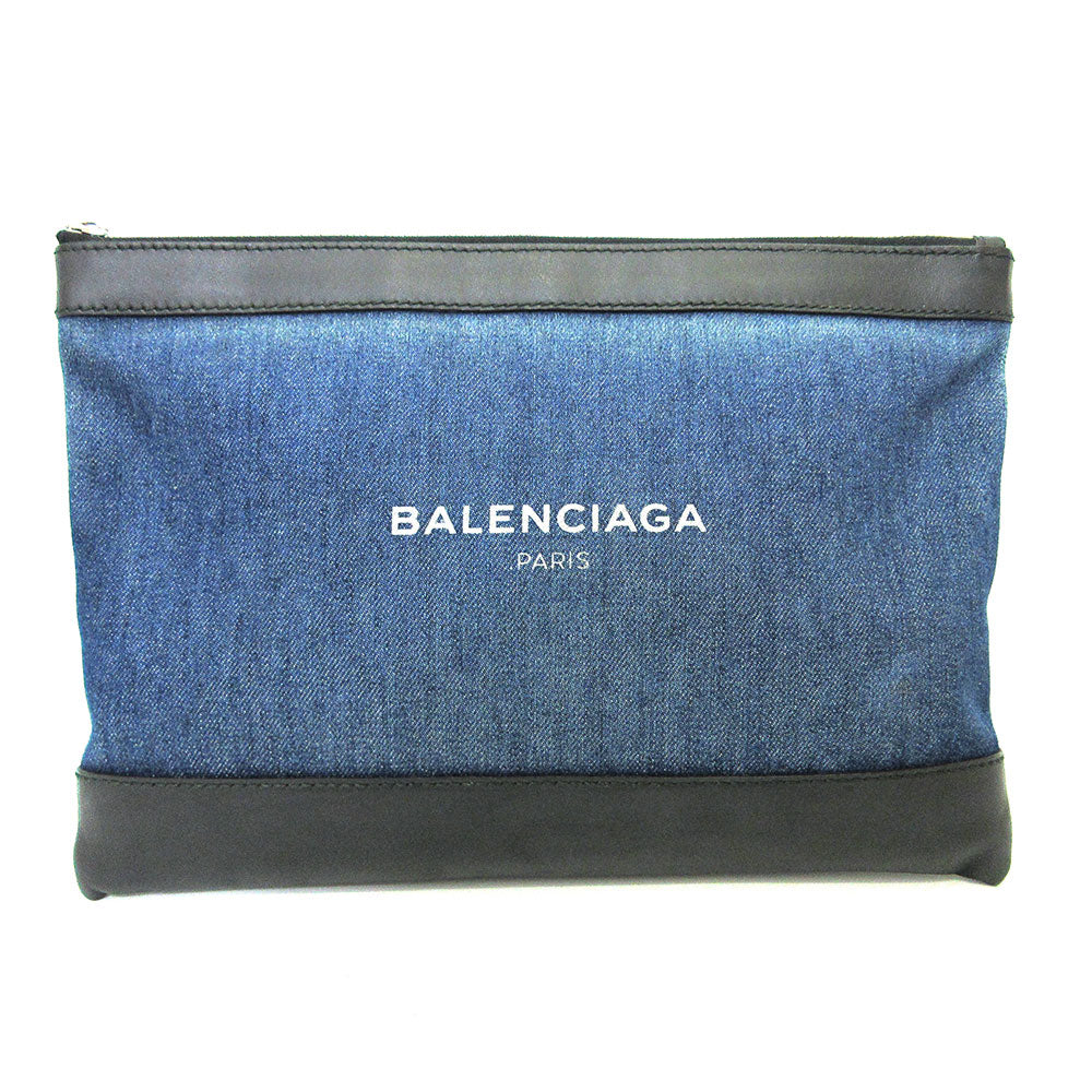 Top Quality Balenciaga Denim Canvas Leather Clutch Bag