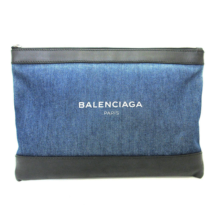 Top Quality Balenciaga Denim Canvas Leather Clutch Bag