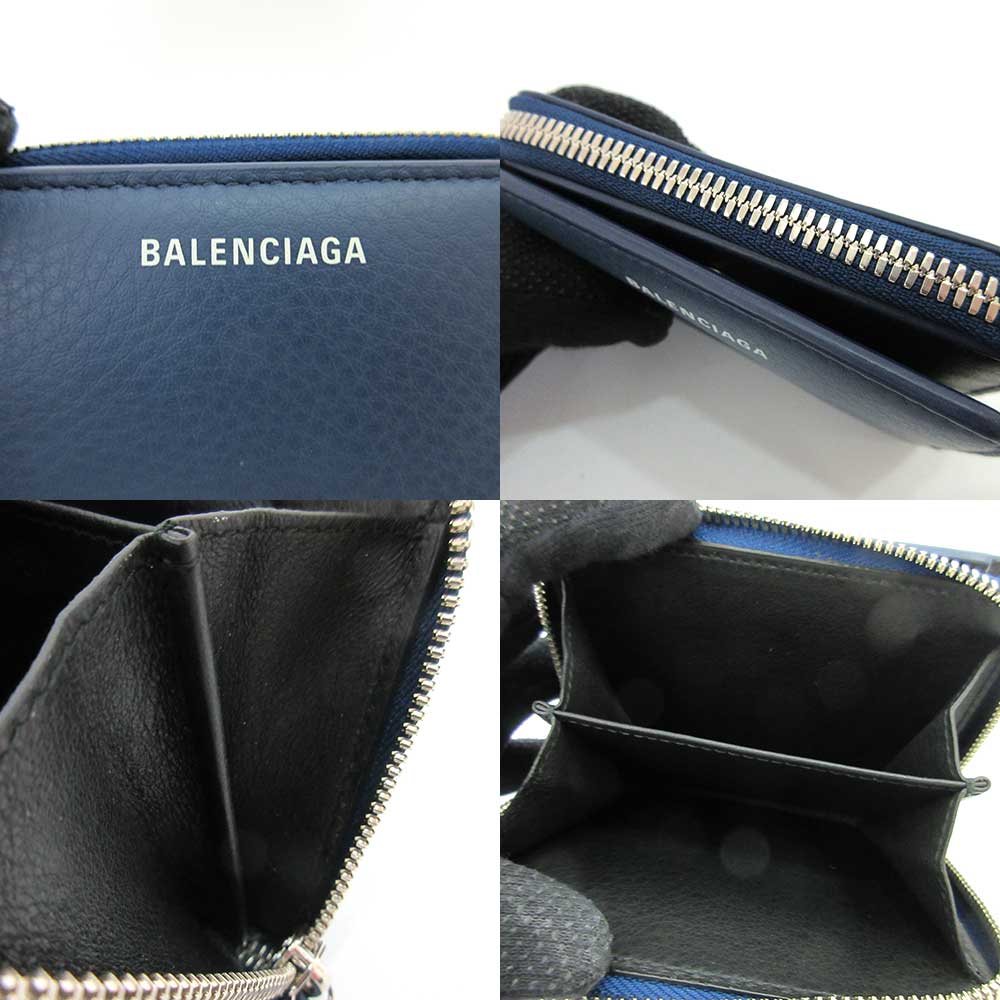 Top Quality Balenciaga Leather Mini Wallet Blue