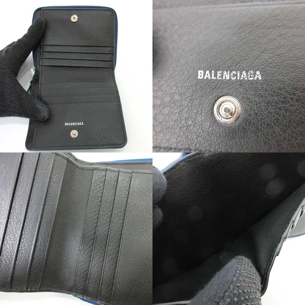 Top Quality Balenciaga Leather Mini Wallet Blue