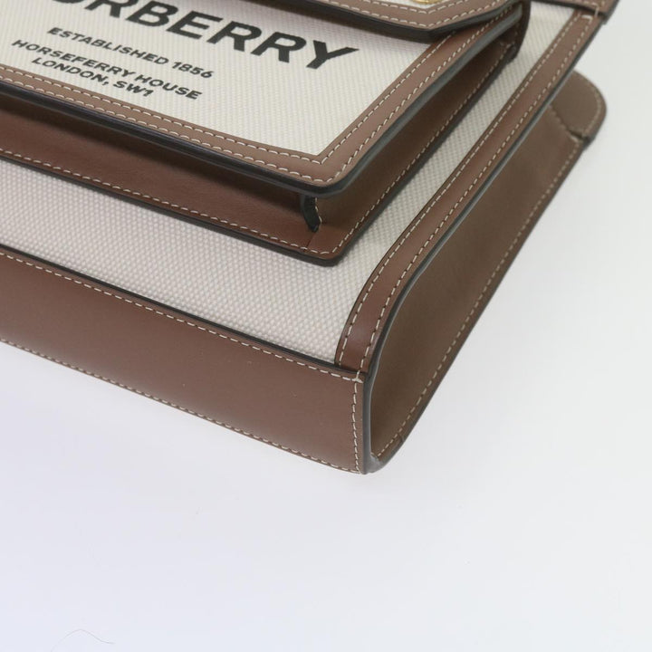 BURBERRY Mini Pocket Bag Hand Bag Canvas Leather Brown 8039361 Auth 60007a
