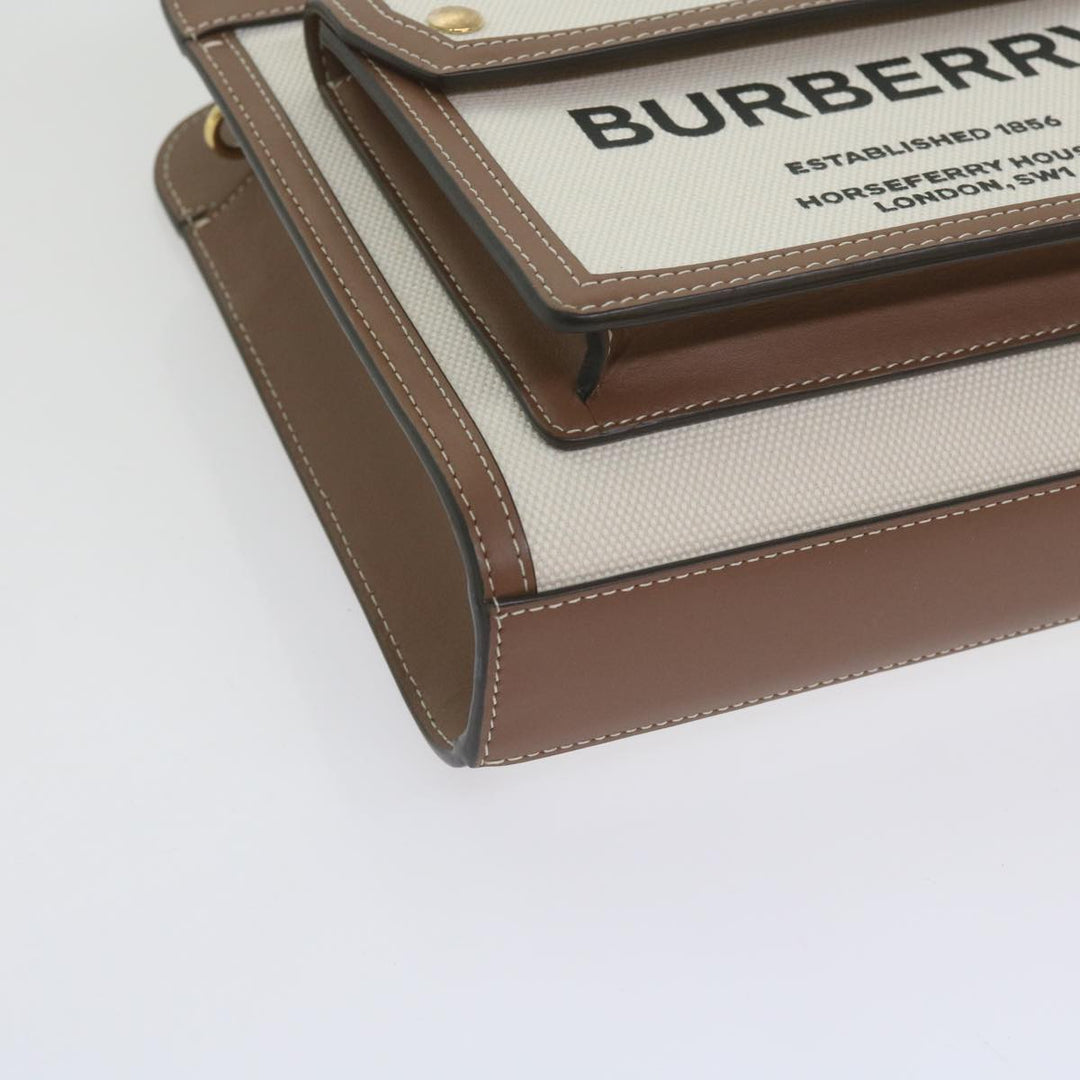BURBERRY Mini Pocket Bag Hand Bag Canvas Leather Brown 8039361 Auth 60007a