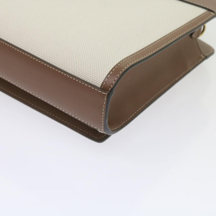 BURBERRY Mini Pocket Bag Hand Bag Canvas Leather Brown 8039361 Auth 60007a