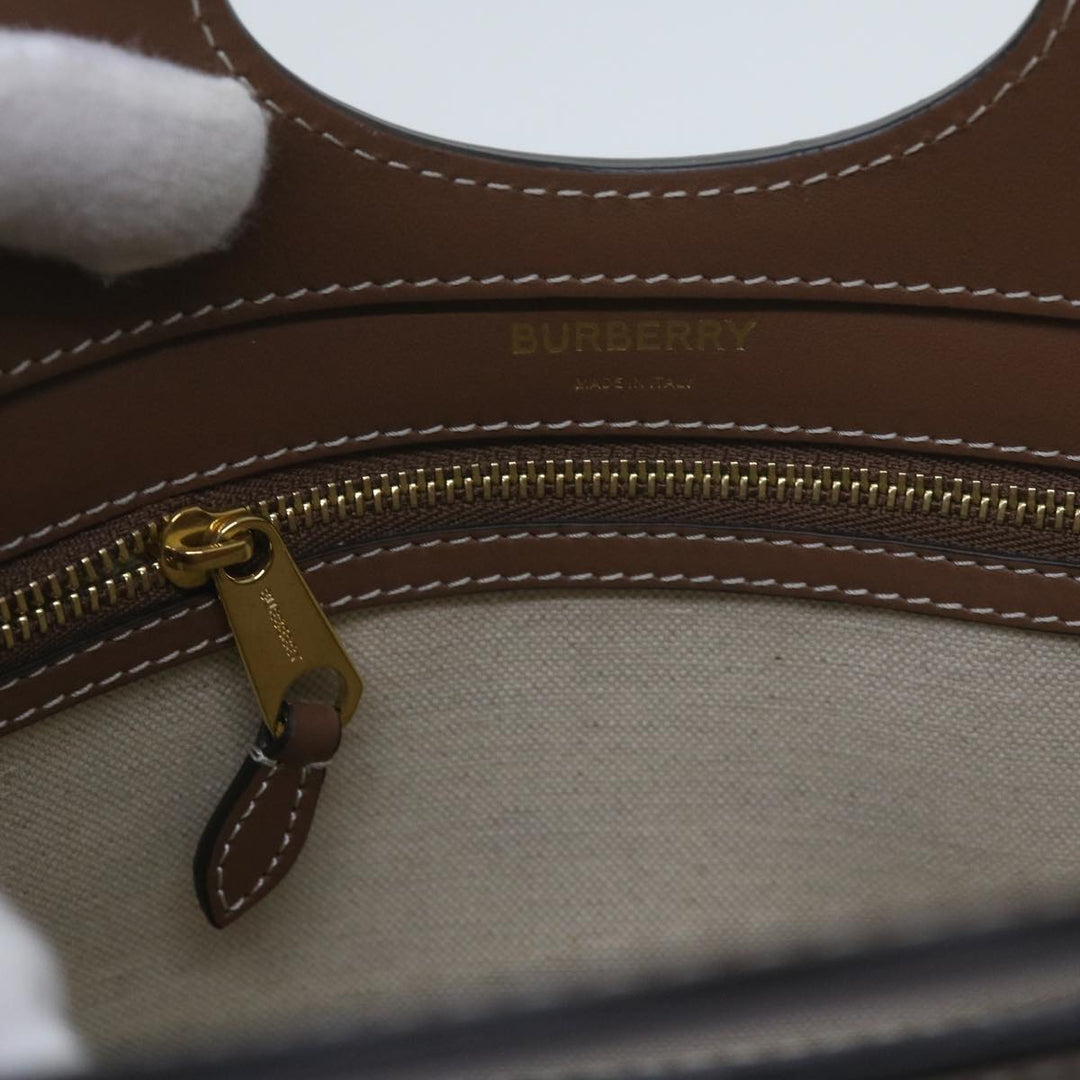 BURBERRY Mini Pocket Bag Hand Bag Canvas Leather Brown 8039361 Auth 60007a