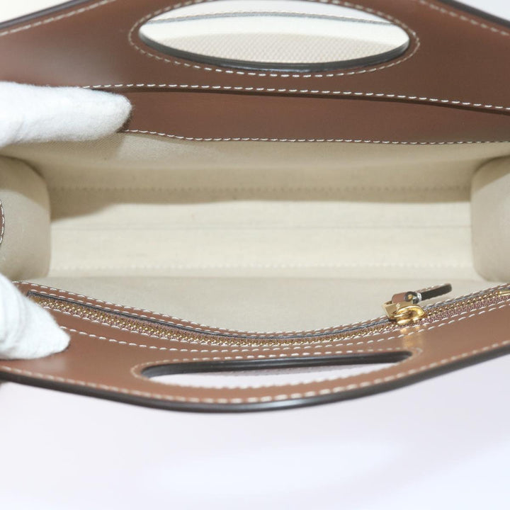 BURBERRY Mini Pocket Bag Hand Bag Canvas Leather Brown 8039361 Auth 60007a