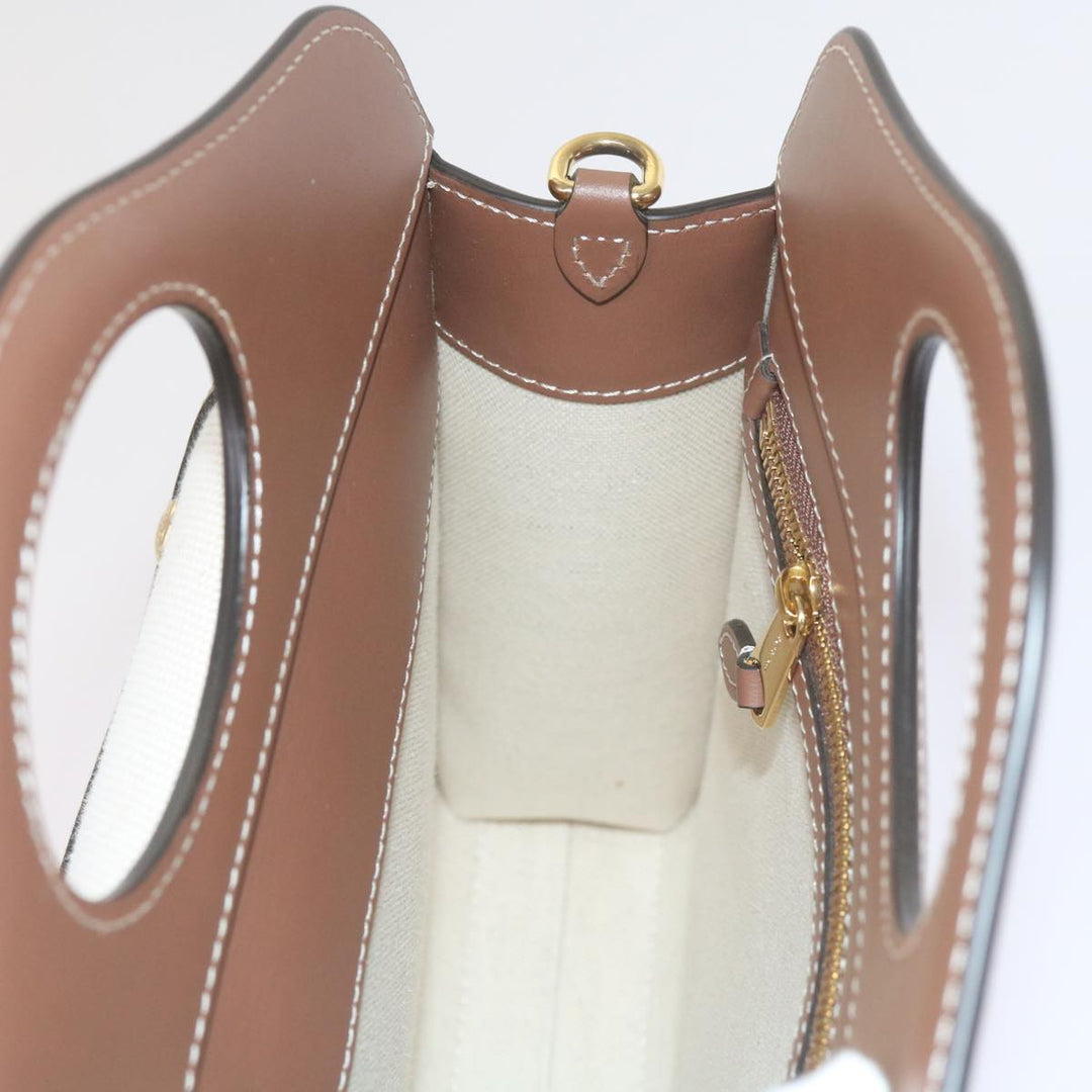 BURBERRY Mini Pocket Bag Hand Bag Canvas Leather Brown 8039361 Auth 60007a