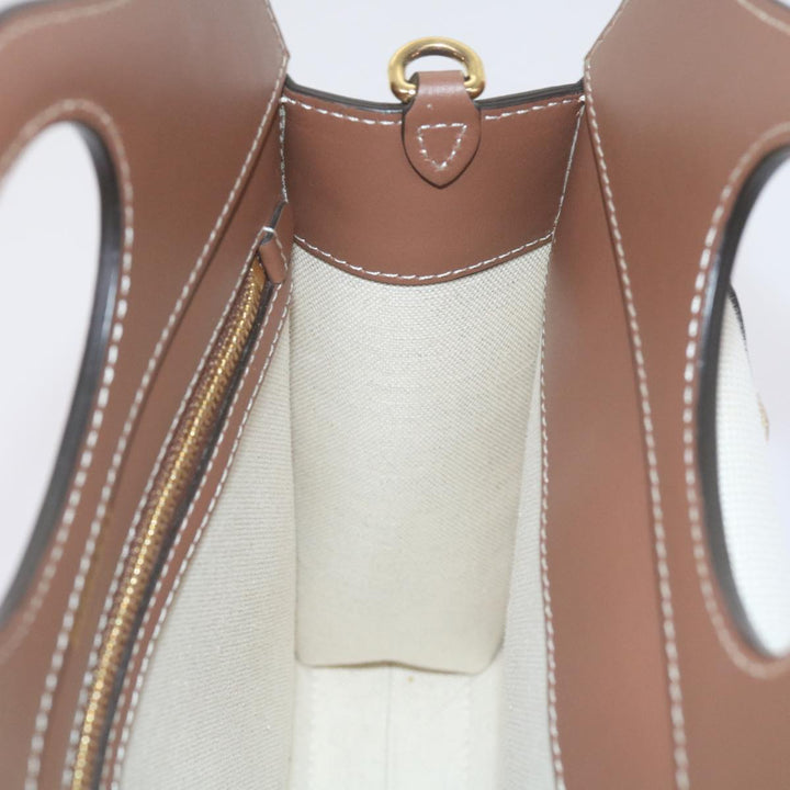 BURBERRY Mini Pocket Bag Hand Bag Canvas Leather Brown 8039361 Auth 60007a