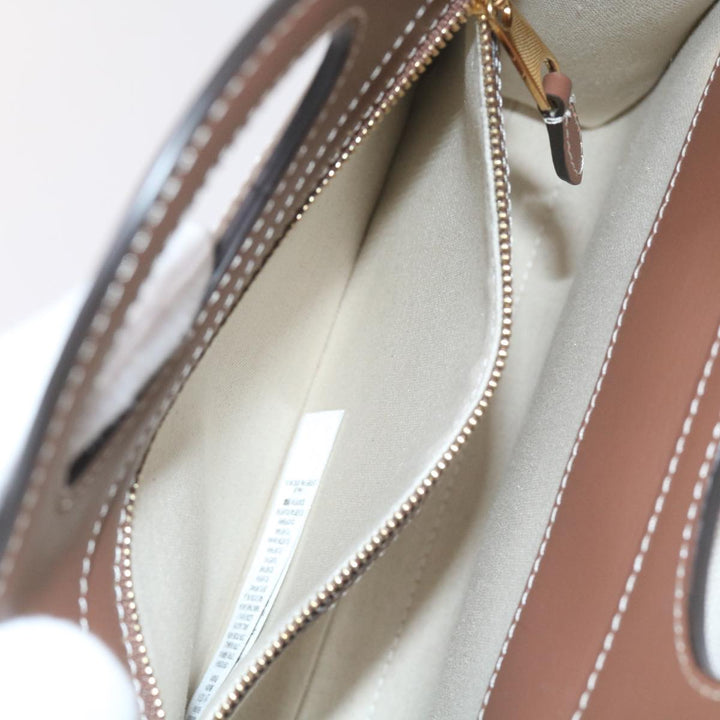 BURBERRY Mini Pocket Bag Hand Bag Canvas Leather Brown 8039361 Auth 60007a