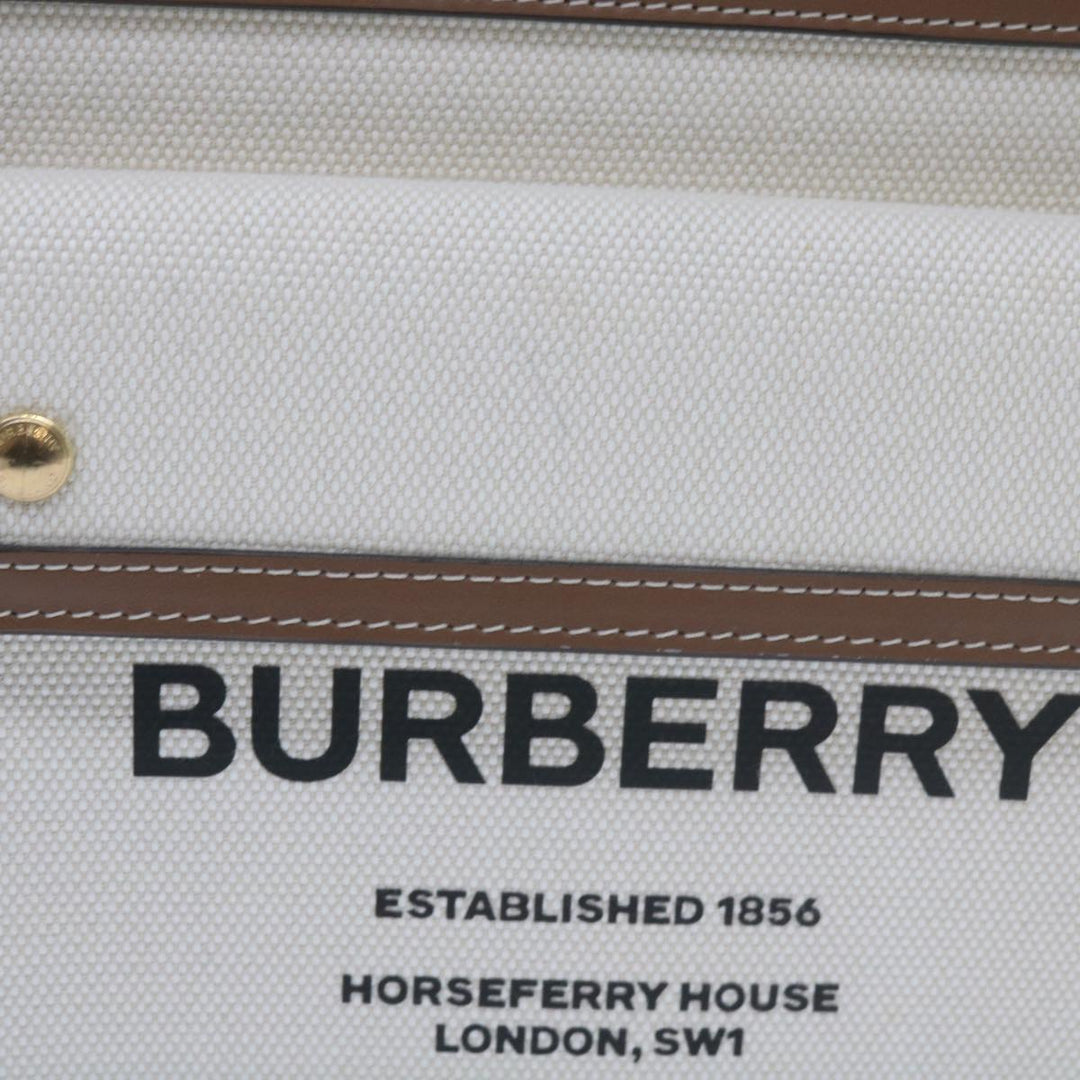 BURBERRY Mini Pocket Bag Hand Bag Canvas Leather Brown 8039361 Auth 60007a