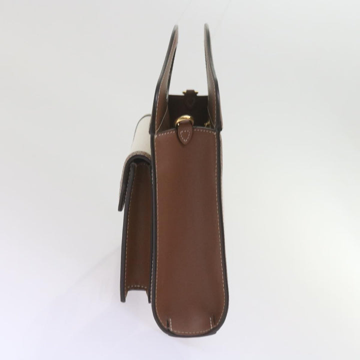 BURBERRY Mini Pocket Bag Hand Bag Canvas Leather Brown 8039361 Auth 60007a