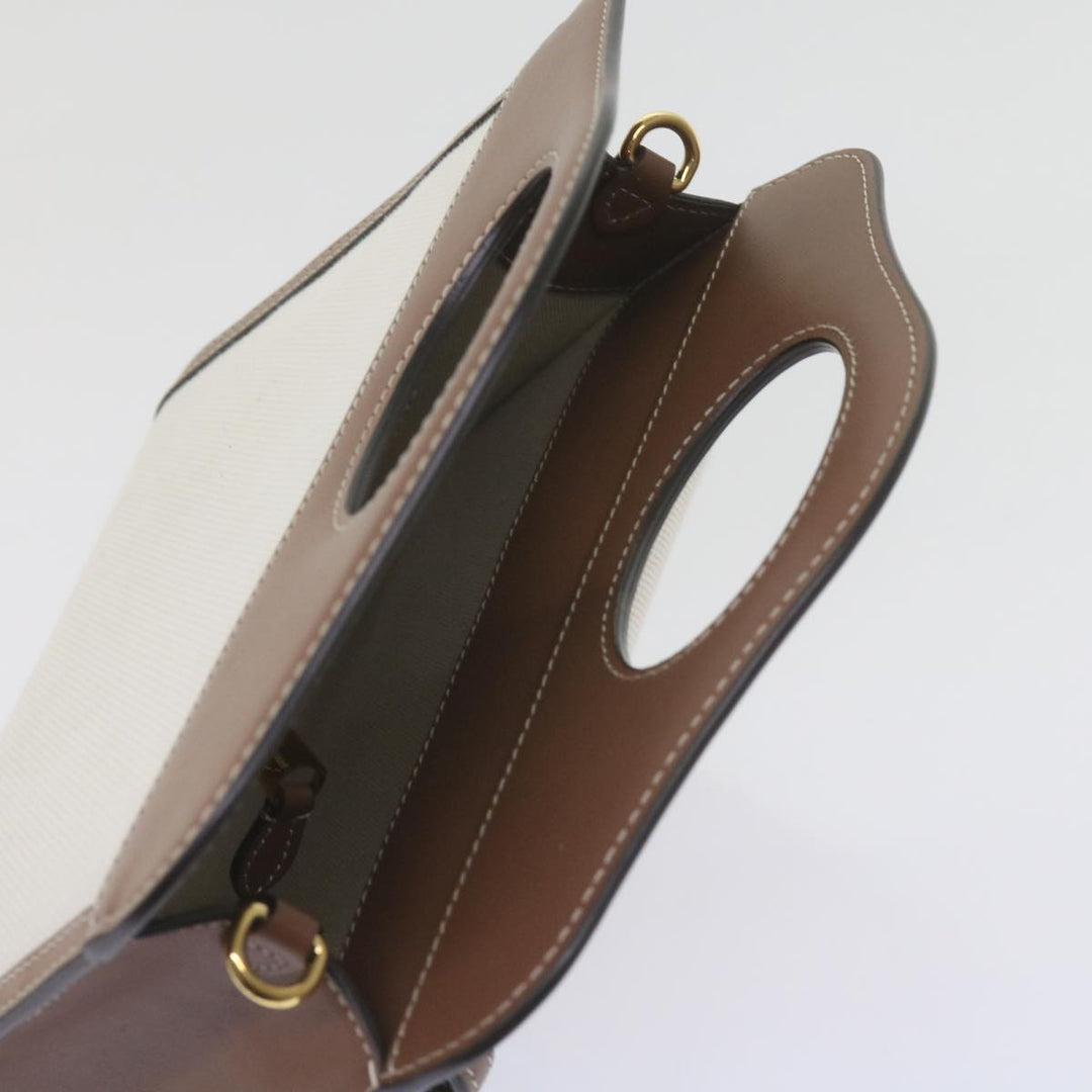 BURBERRY Mini Pocket Bag Hand Bag Canvas Leather Brown 8039361 Auth 60007a